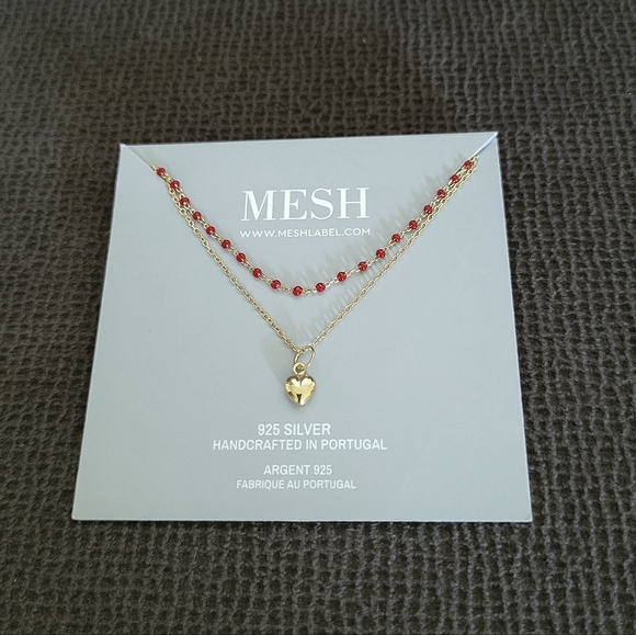 MESH Jewelry - MESH Red❤️ "Splash"🌊 and Gold Heart💛 Double✌️ Necklace